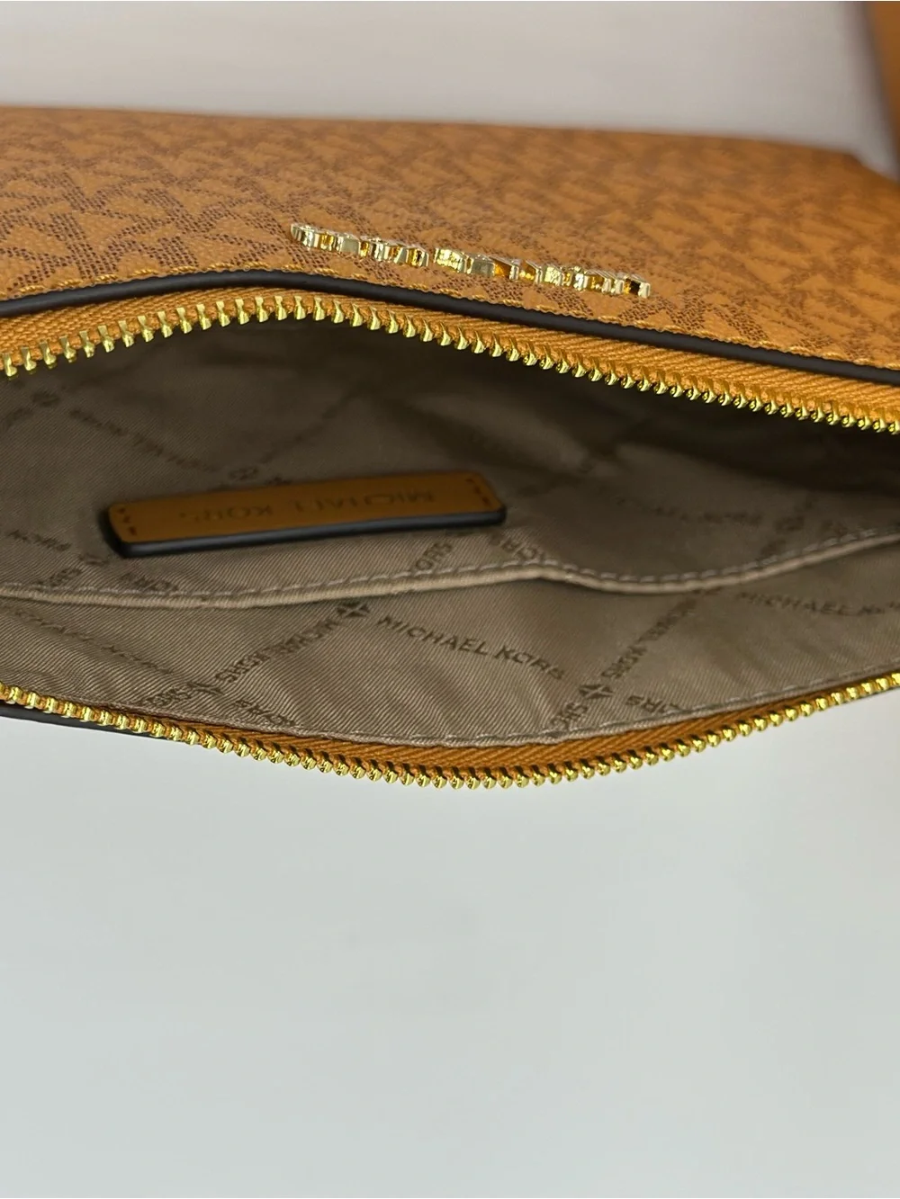 Michael Kors Caramel Tan Leather Tote with Matching Wallet & Clutch Set